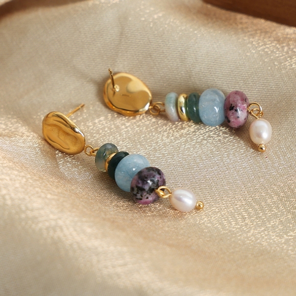 Natural Stone Freshwater Pearl Dangle Earrings SALE 20% OFF+DISCOUNTED SHIPPING - Picture 8 of 10